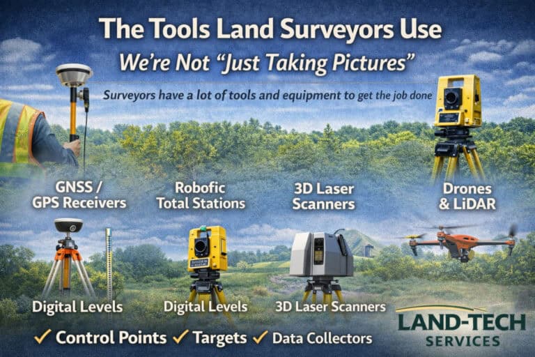Survey tools used by land surveyors for accurate measurements.